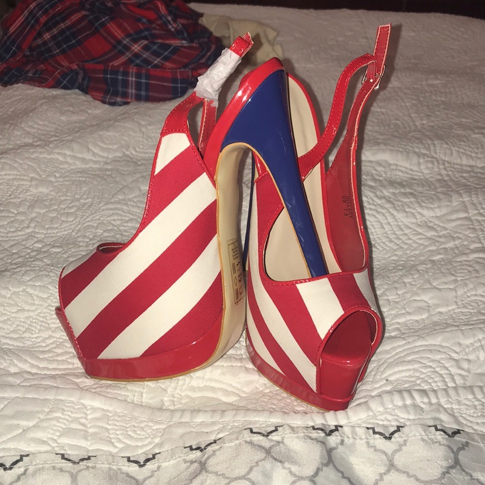 Red, white & blue heels